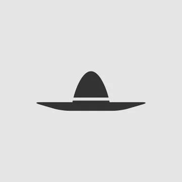 Sombrero icon flat. Stock Illustration
