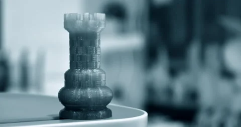 Some abstract isolated object printed on a 3d printer blurred background. Stock Footage 151886021