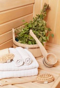 Some accessories in russian baths Foto stock