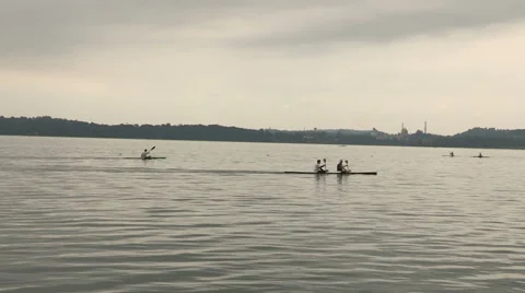 Some athletes are rowing Stock Footage 59946112