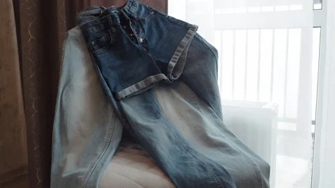 Some blue jeans to choose from Stock Footage 188766880