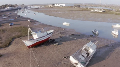 Some boats on the ground at low tide Stock-Footage 128303670