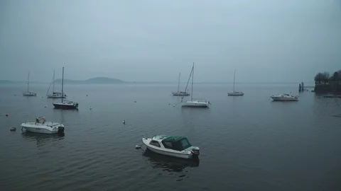 Some Boats in a Lake Stock Footage 88600343
