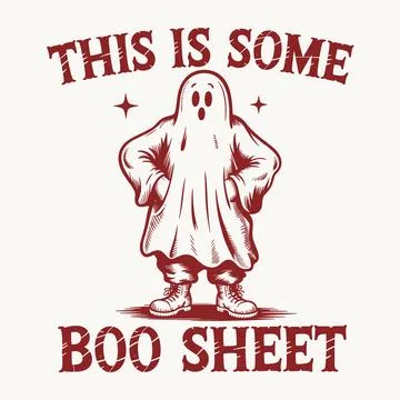 This is Some Boo Sheet Halloween Ghost in Boots T-Shirt Design Stock Illustration