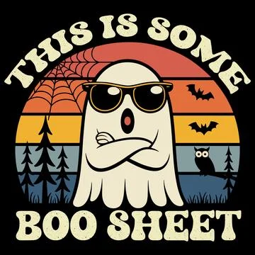 This Is Some Boo Sheet Retro Ghost Sunglasses Funny Halloween Sunset Graphic Stock Illustration