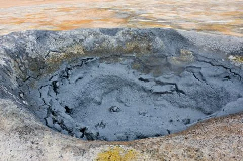 Some bubbling hot mud pots in Namaskard, Iceland. Stock Photos