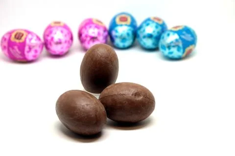 Some chocolate eggs Stock Photos