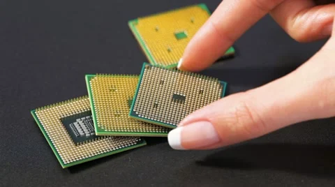 Some computer processor (CPU) over black Stock Footage 11838111