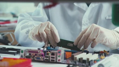 Some computer USB port components over motherboard background Stock-Footage 70038093