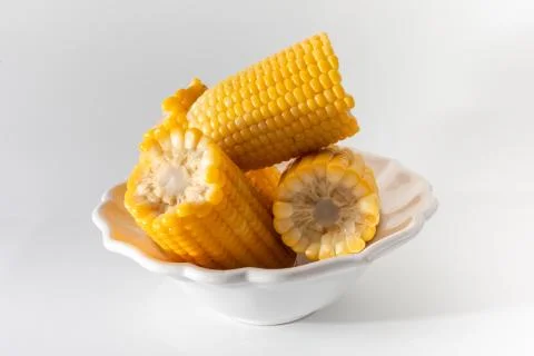 Some corn cooked very soft, hot and yellow. Stock Photos