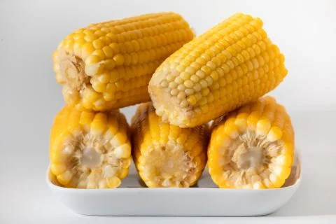 Some corn cooked very soft, hot and yellow. Stock Photos