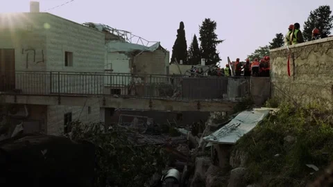 Some damage at a missile falling site Stock Footage 332736172