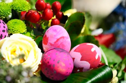 Some decorated easter eggs Stock Photos
