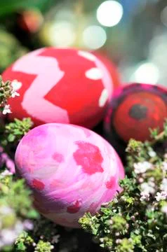 Some decorated easter eggs Stock Photos