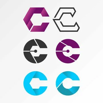 Some designs from letter C with different variations. Ilustración de archivo