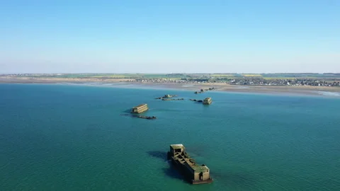 Some elements of the American artificial harbor Stock Footage 164205026