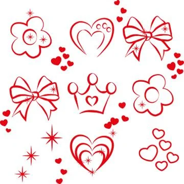 Some elements for design on a white background. Love. Vector. Illustrazione stock