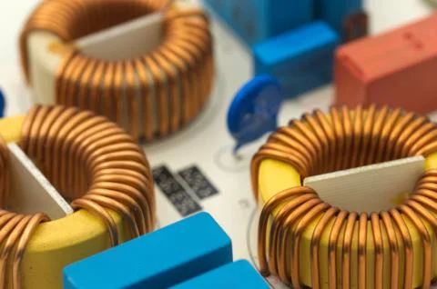 Some elements of an electronic circuit Stock Photos