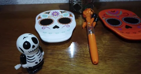 Some of the elements placed on a traditional Mexican altar for Day of the Video stock 291646526