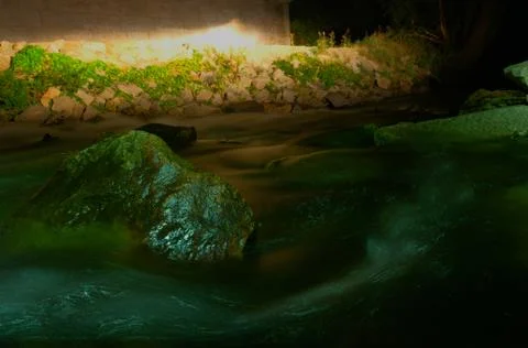 Some experimenting with flashlight and longexposure in nature Stock Photos