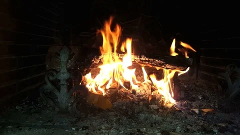 Some fire in the fireplace Stock Footage 120803501