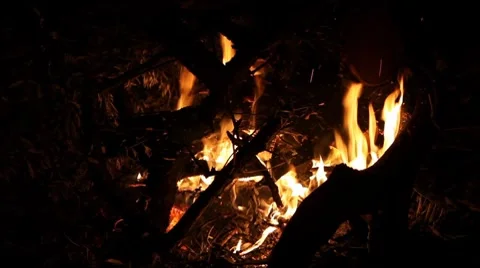 Some flames of the fire during Stock Footage 8558102