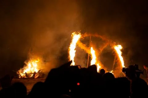 Some form of puppet is being burned Stock Photos