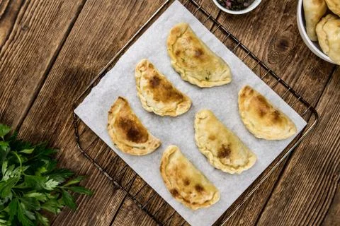 Some fresh made Empanadas (selective focus; close-up shot) Stock Photos