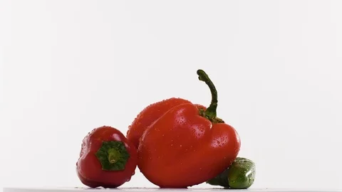 Some fresh peppers on a rotating plate Stock Footage 123206475