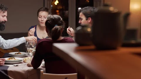 Some friends at a dinner Stock Footage 46466450