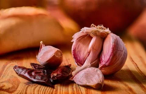 Some garlic and chilli Stock Photos