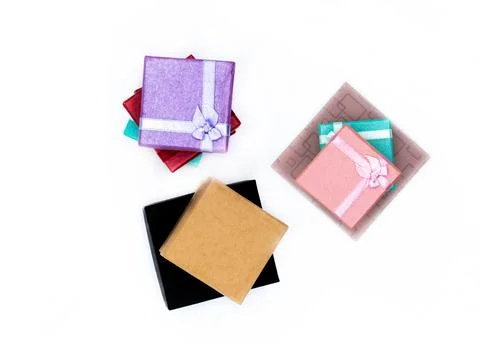 Some gift boxes on white isolated background Stock Photos