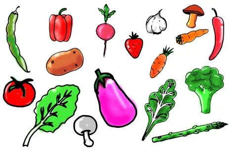 Some hand drawn vegetables illustration Stock Illustration