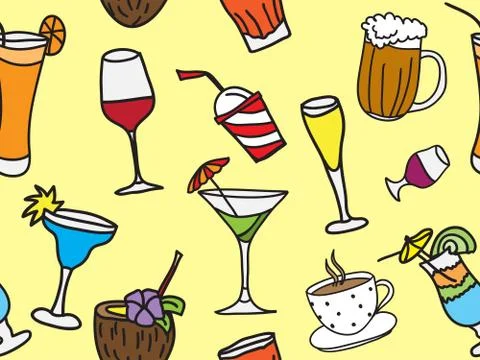 Some kinds of drinks and coctails Illustrazione stock