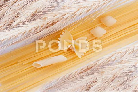 Some kinds of spaghetti and macaroni Stock Photos