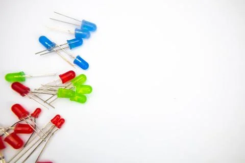 Some LED (Light Emitting Diode) on white background with structure copy space Stock Photos