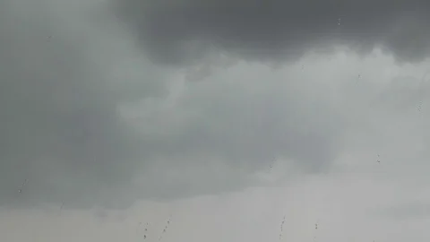 Some lightning strikes on a grey sky Stock Footage 93782679