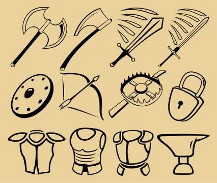 Some medieval equipment Stock Illustration