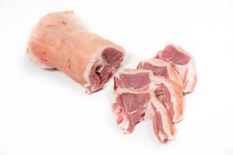 Some medium mutton lamb chops in a white background Stock Photos