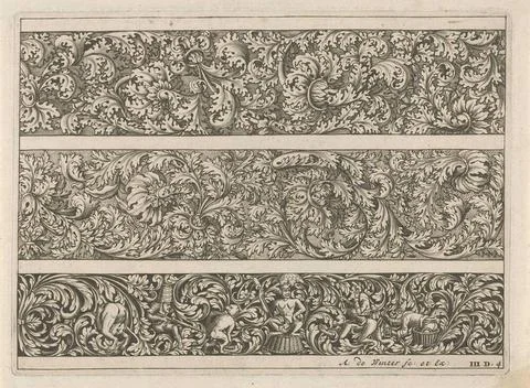 . Some monkeys can be seen in the lower fries. Leaf III.d.4 from third ser... Stock Photos