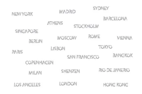 Some of the most known world cities written with brush strokes. Stockillustratie