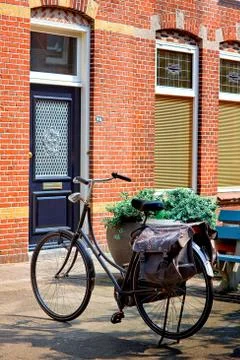 Some old bicycle in stand Stock Photos