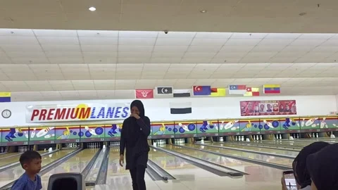 Some people are bowling Stock Footage 295649435