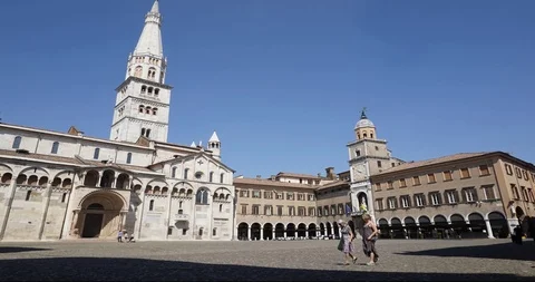 Some people are walking in Modena downtown Stock Footage 101951525