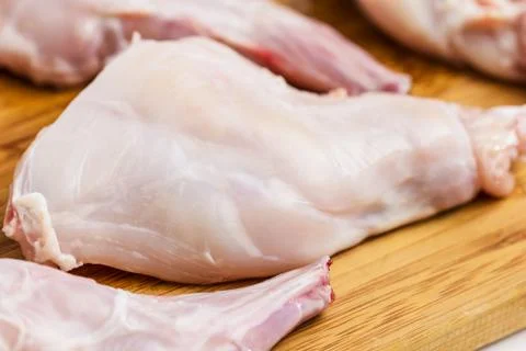 Some pieces of raw rabbit meat Stock Photos