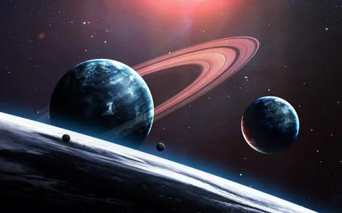 Some planets in deep space Foto stock