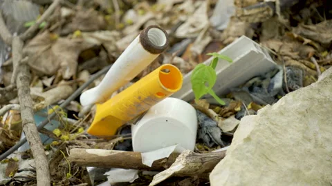 Some of the plastic garbage found on the ground Stock Footage 137359442