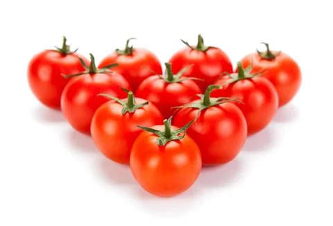Some red tomatoes on a white background Stock-Fotos