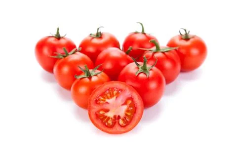 Some red tomatoes on a white background Stock Photos
