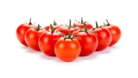 Some red tomatoes on a white background Stock Photos